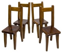 (4) HAND-CARVED OAK CHAIRS, MORTISE & TENON CONST.