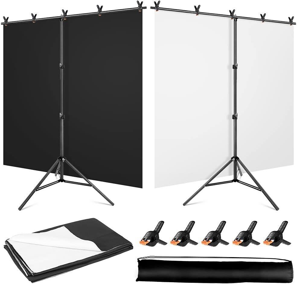 YAYOYA Black White Backdrop Screen 5x6.5ft Kit