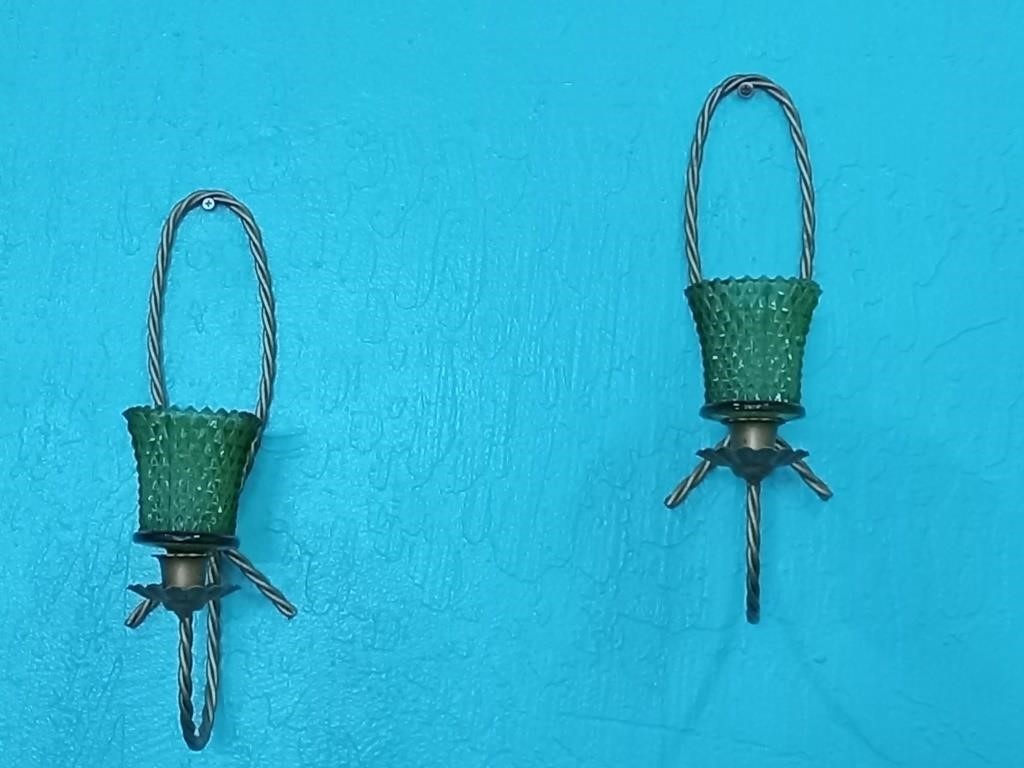 Vintage Wall Hung Candle Sconce Set
