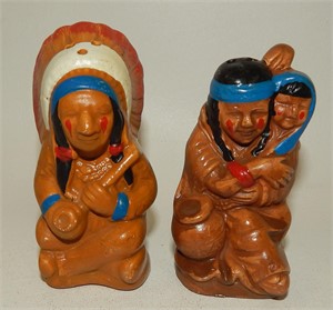 Vintage Native American Indian Chief Squaw & Baby