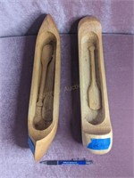 (2) Handmade Canoes with Paddles -