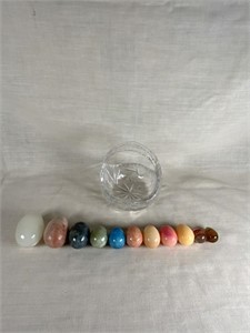 Lead Crystal hand cut Basket and eggs