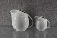2 Hall Rose White Floral Pitchers