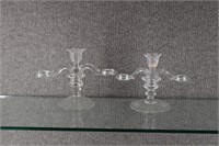 2 Cambridge Arms Clear Glass Candelabra Vases