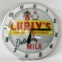 CURLY'S DAIRY ADVERTISING CLOCK