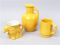 Yellow Frankoma Pottery Pitcher and Mugs