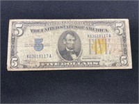 1934A $5 Silver Certificate WWII North Africa