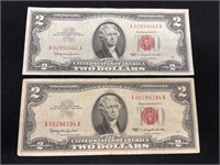 Pair of 1963 $2 U.S. Notes
