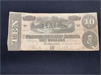 1863 $10 Confederate Note
