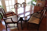 Double Pedestal Table With (6) Chairs (Rm 7)