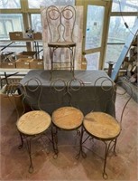 (4X) VINTAGE METAL ICE CREAM PARLOR CHAIRS