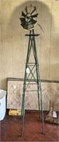 SMALL METAL YARD-SIZE WINDMILL, GREEN COLOR