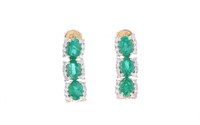 Luxury Natural Emerald & 14k Gold Dangle Earrings