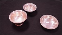 Three sterling silver bowls, 5 1/2", 5" and 4 3/4"