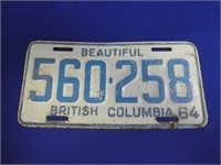 1964 British Columbia License Plate