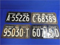 (4) 1959 Ontario License Plates
