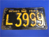 1943 Ontario License Plate Double Stamp