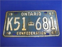 1967 Ontario License Plate