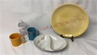 DCC Pottery Mugs, Divided Dish & Chop Plate