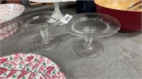 Two glass food pedestals