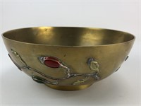 7.5" dia China Brass bowl with copper and glass