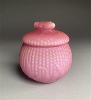 L G Wright Pink Satin Case Glass Maize Candy Dish