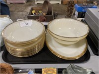 Fire king plates, bowls, serving plates.