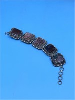 Silver Tone Bracelet with Multi Colored Stones