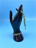 Green & Clear Bead & Green Stone Bracelet