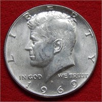 1969 D Kennedy Silver 40% Half Dollar - Planchet