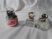 Sterling weighted table lighter and ink wells