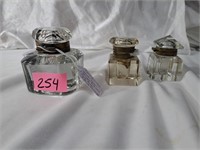 3 1940's glass ink wells