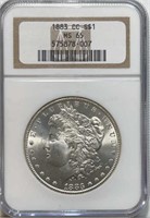 1883-CC Morgan Dollar MS 65