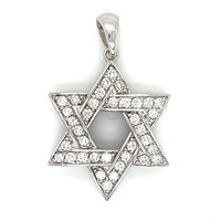 14K WHITE GOLD 1.00CT DIAMOND STAR OF DAVID PENDAN