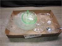 Box of Depression & Misc Glassware