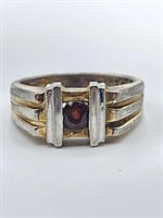 Men's Red Stone Ring Marked .925  Sz 10.5