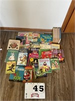 Vintage children's books, some with 45 records