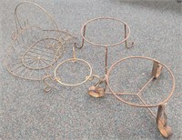 Metal Plant Stands and Basket- 4 pcs.