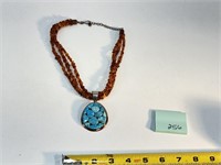 Vtg Blue Turquoise & Copper Necklace