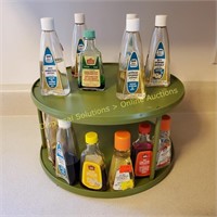 Lazy Susan + Vintage Glass Bottles