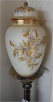 Royal Bonn floral decorated 18” covered urn