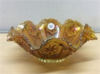 Fluted Edge Carnival Glass Dish