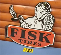 Fisk Tires dble-sided porc flange sign-a few chips