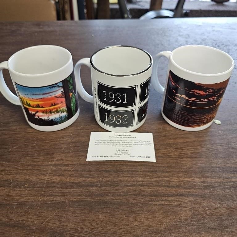 3 "Wonder Mugs"  Coffee Cups