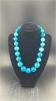 Vintage iridescent, blue beaded necklace