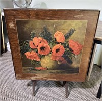 Vintage Floral Folding Top Table - Ck Pics has