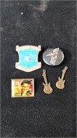 Pins: Elvis, guitar pendants and acdc pin