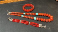 Beaded bracelets and necklace clasps are 925