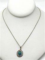 Sterling Silver Foil Opal Fine Necklace