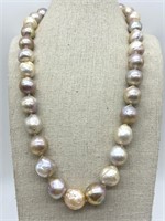 RARE Sterling Silver Cultured Keshi Pearl Necklace